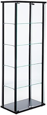 5-Shelf Glass Curio Cabinet Black and Clear | Amazon (US)
