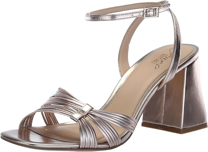 Jewel Badgley Mischka Michelle Metallic Strappy Block Heels | Amazon (US)