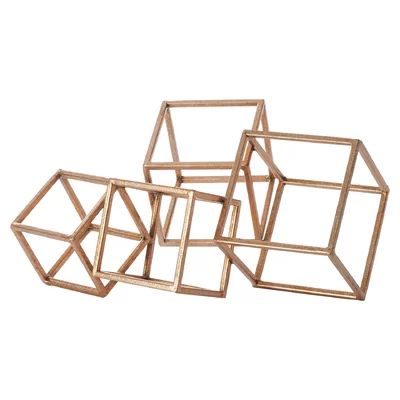 Gold Metal Cube Table Sculpture | Wayfair North America