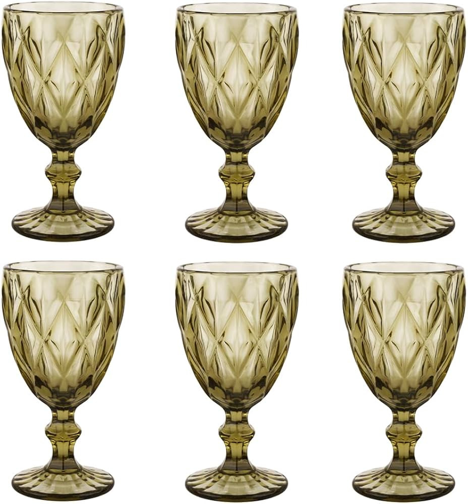 Pure Green Wine Glasses 6Pcs a Set Solid Colors Glass Goblets Colorful Dishwasher Safe Colored Gl... | Amazon (US)