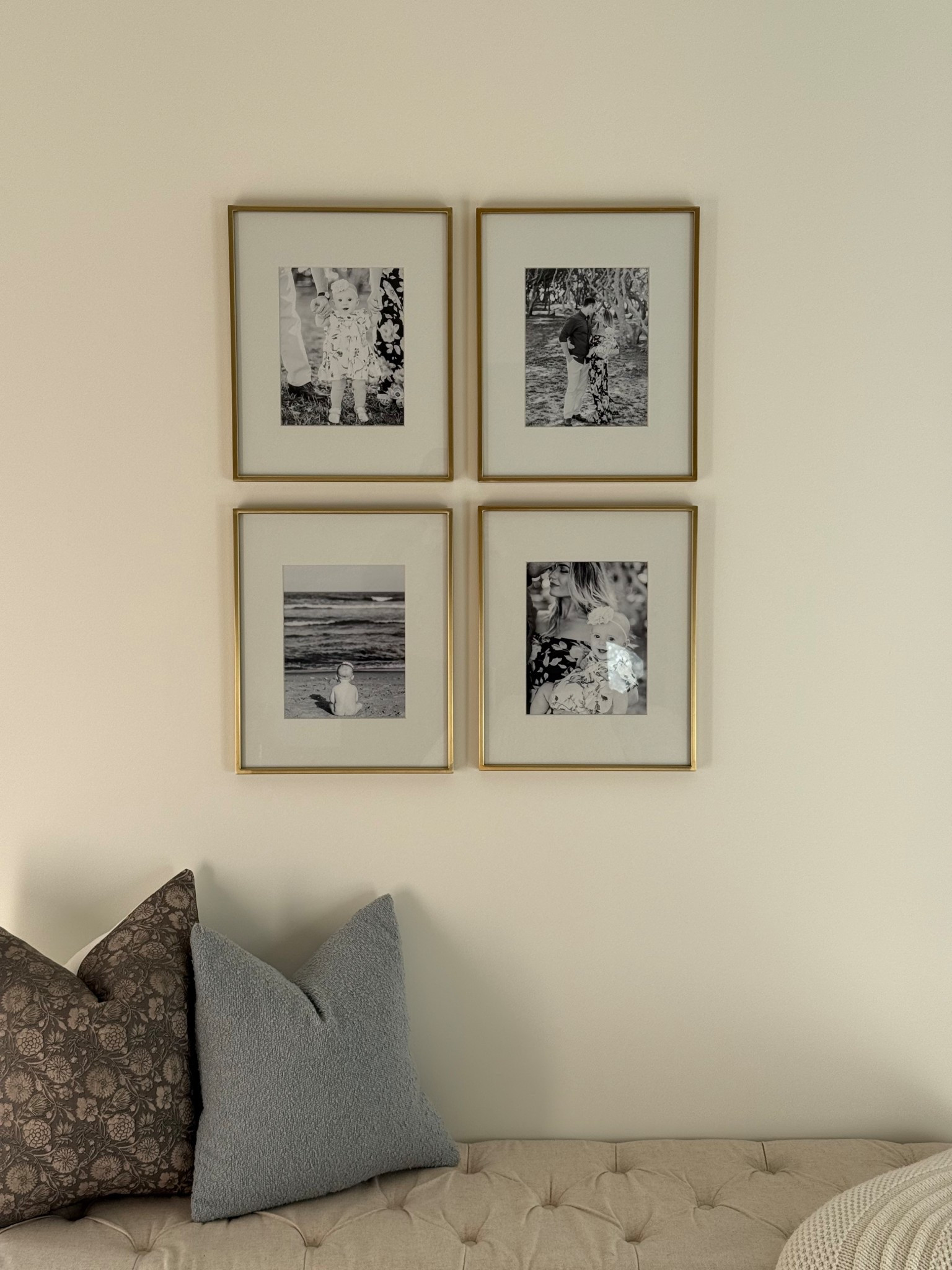Gallery frames. Throw pillows. Bedroom bench. Throw blanket. Brass frames  

#LTKHome