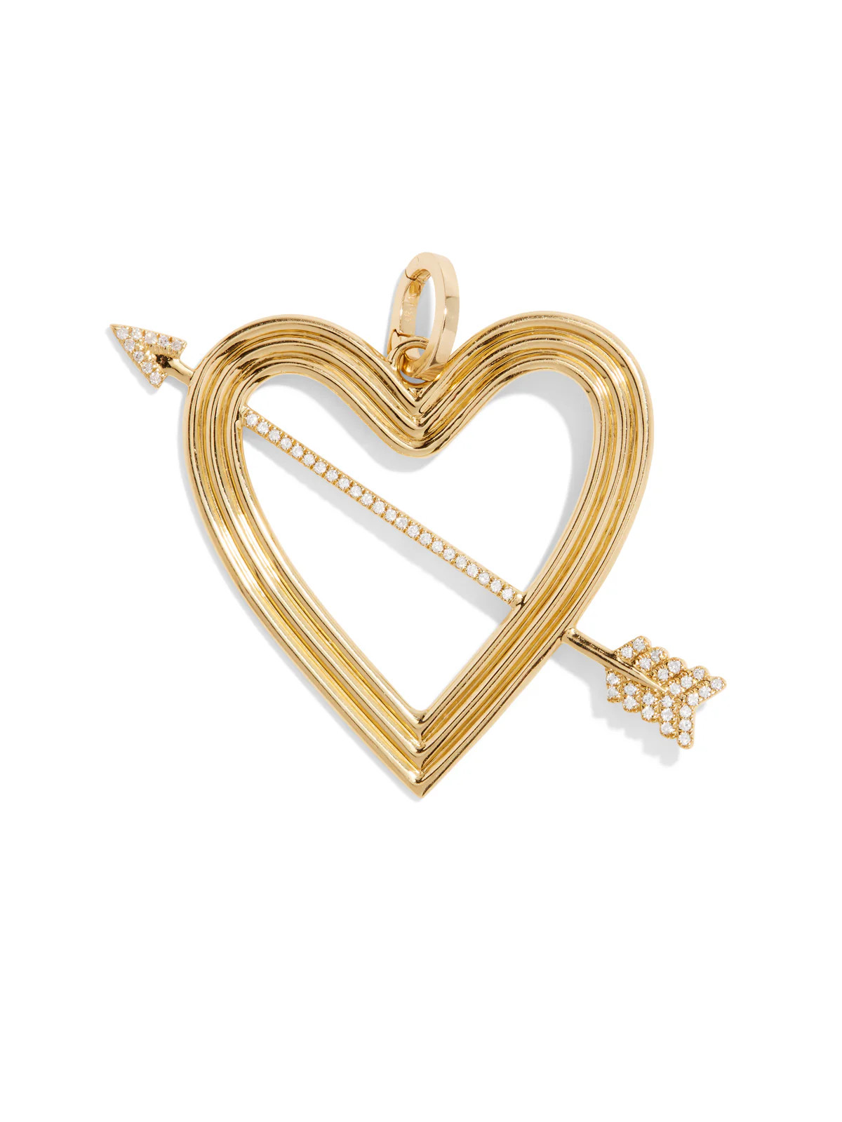 XL Pavé Heart + Arrow Hinged Yellow Gold Charm | YLANG 23