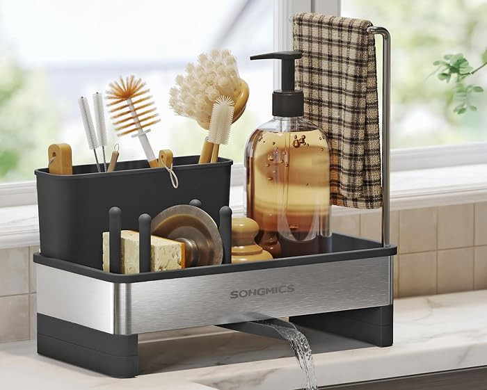SONGMICS Sp\u00fclbecken Organizer, 360\u00b0 drehbarer Ablauf, mit Schwammhalter | Amazon (DE)