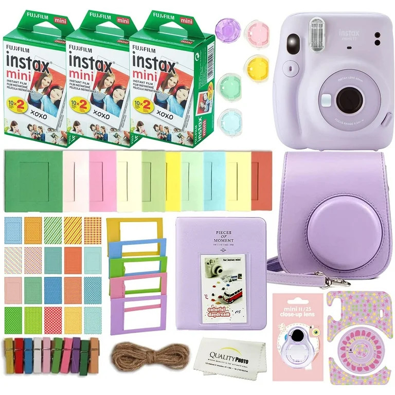 Fujifilm Instax Mini 11 Instant Camera (Lilac Purple) with Case, 60 Fuji Films, Decoration Sticke... | Walmart (US)