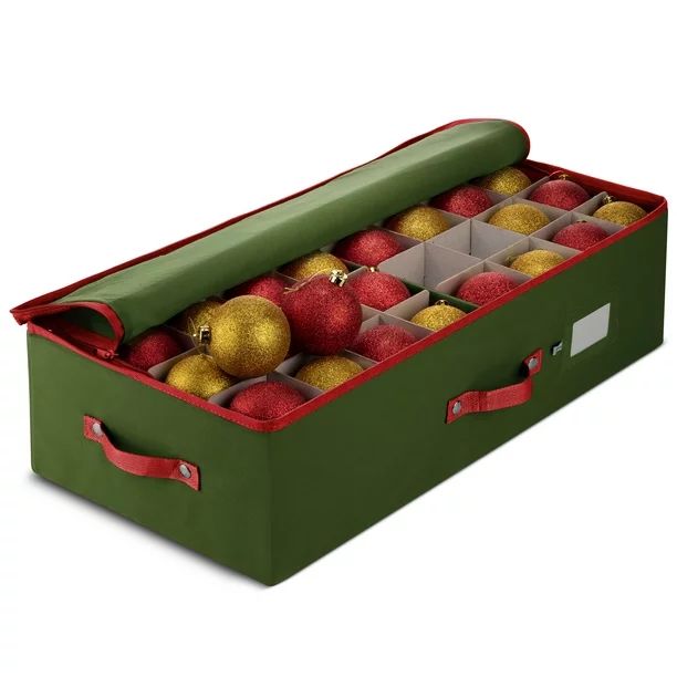 Premium Holiday Underbed Christmas Ornament Storage Box Zippered Closure - Xmas Holiday Accessori... | Walmart (US)
