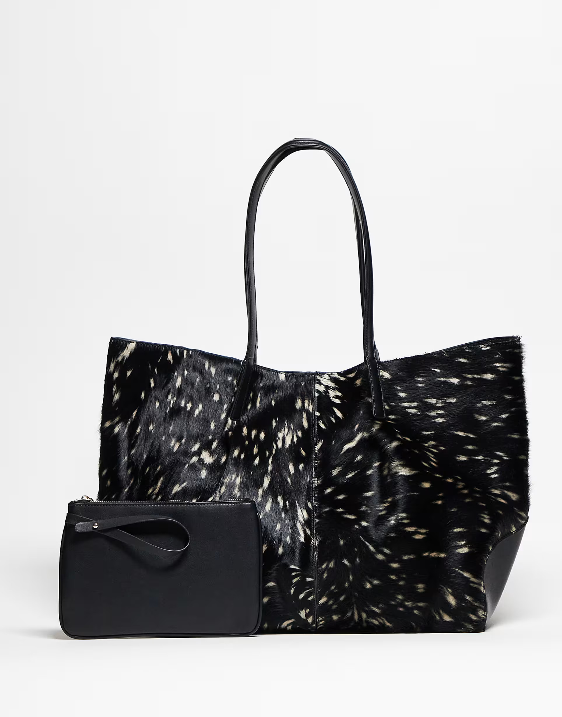ASOS DESIGN pony hair mix tote bag in deer print | ASOS (Global)