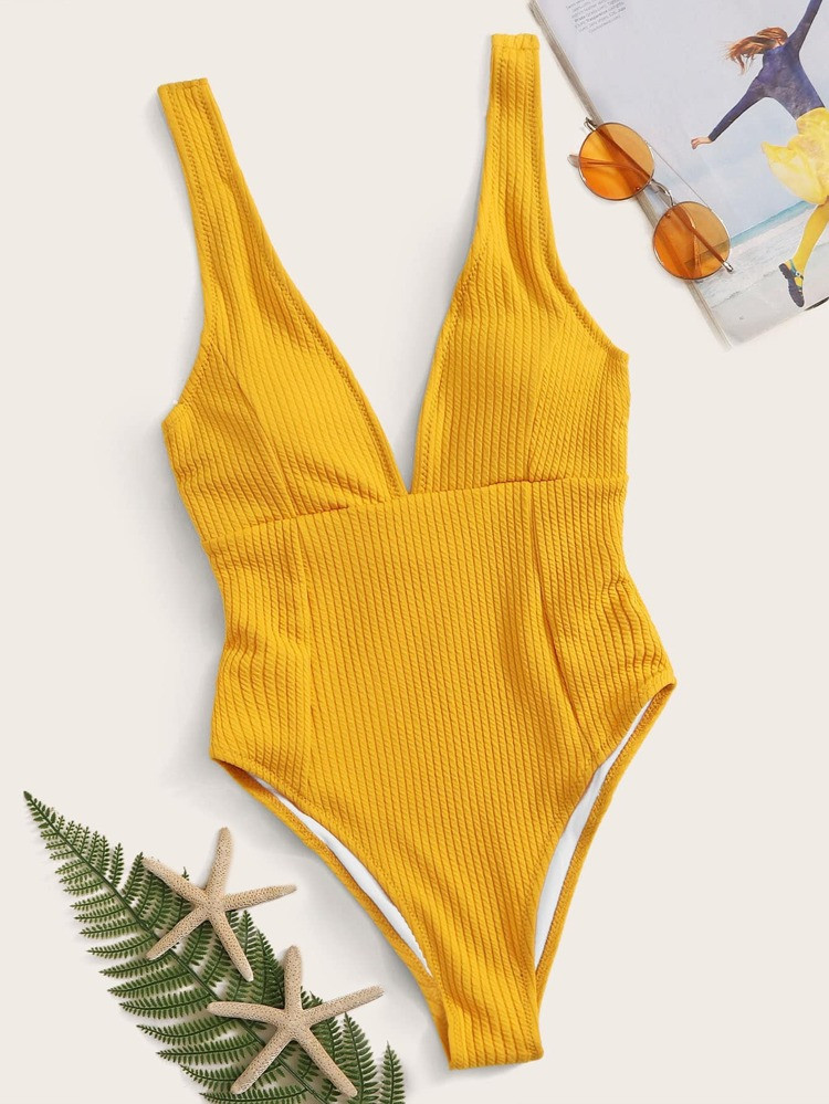 Ribbed One Piece Swimsuit | SHEIN