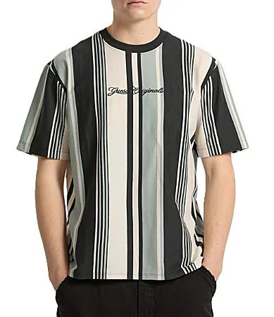 Guess Go Vertical Stripe Short Sleeve T-Shirt - M | Dillard's