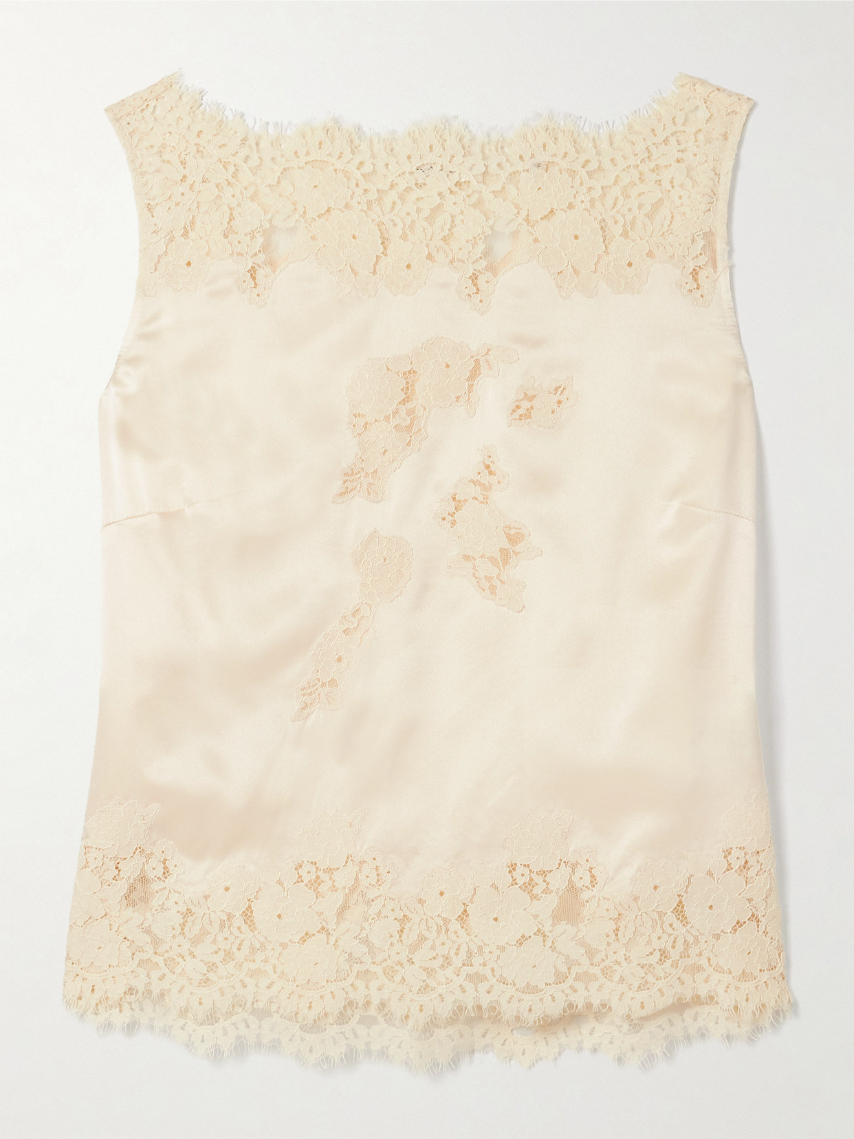 DÔEN - Viviane Lace-trimmed Silk-satin Top - Cream | NET-A-PORTER (US)