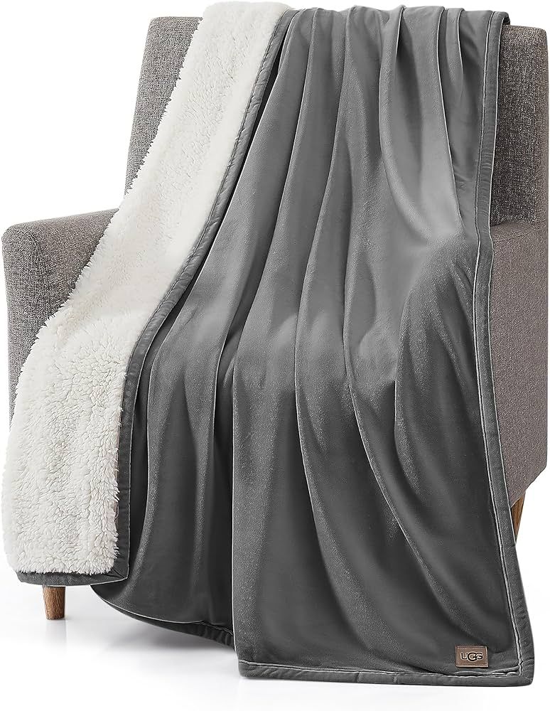 UGG 23858 Bliss Sherpa Fully Reversible Throw Blanket for Couch or Bed Machine Washable Easy Care... | Amazon (US)