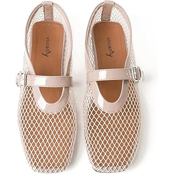 vivianly Mesh Ballet Flats Shoes for Women Flats Comfortable Dressy Round Toe Mesh Flats Fishnet ... | Amazon (US)