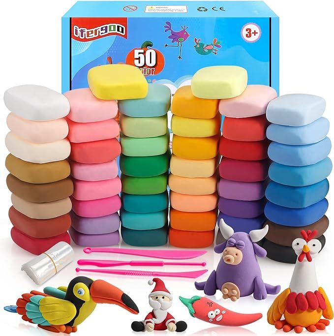 Modeling Clay - 50 Colors Air Dry Clay, DIY Molding Magic Clay for Slime add ins & Slime Supplies... | Amazon (US)