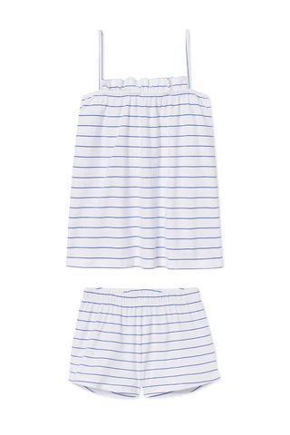 Pima Ruffle Shorts Set in Lilac | LAKE Pajamas