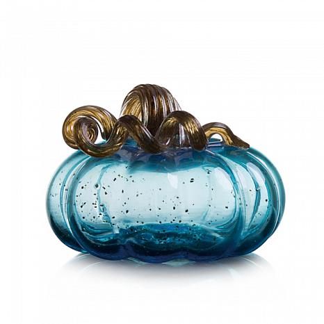 Glitzhome 6.75in D Blue Glass Pumpkin - 20648891 | HSN | HSN