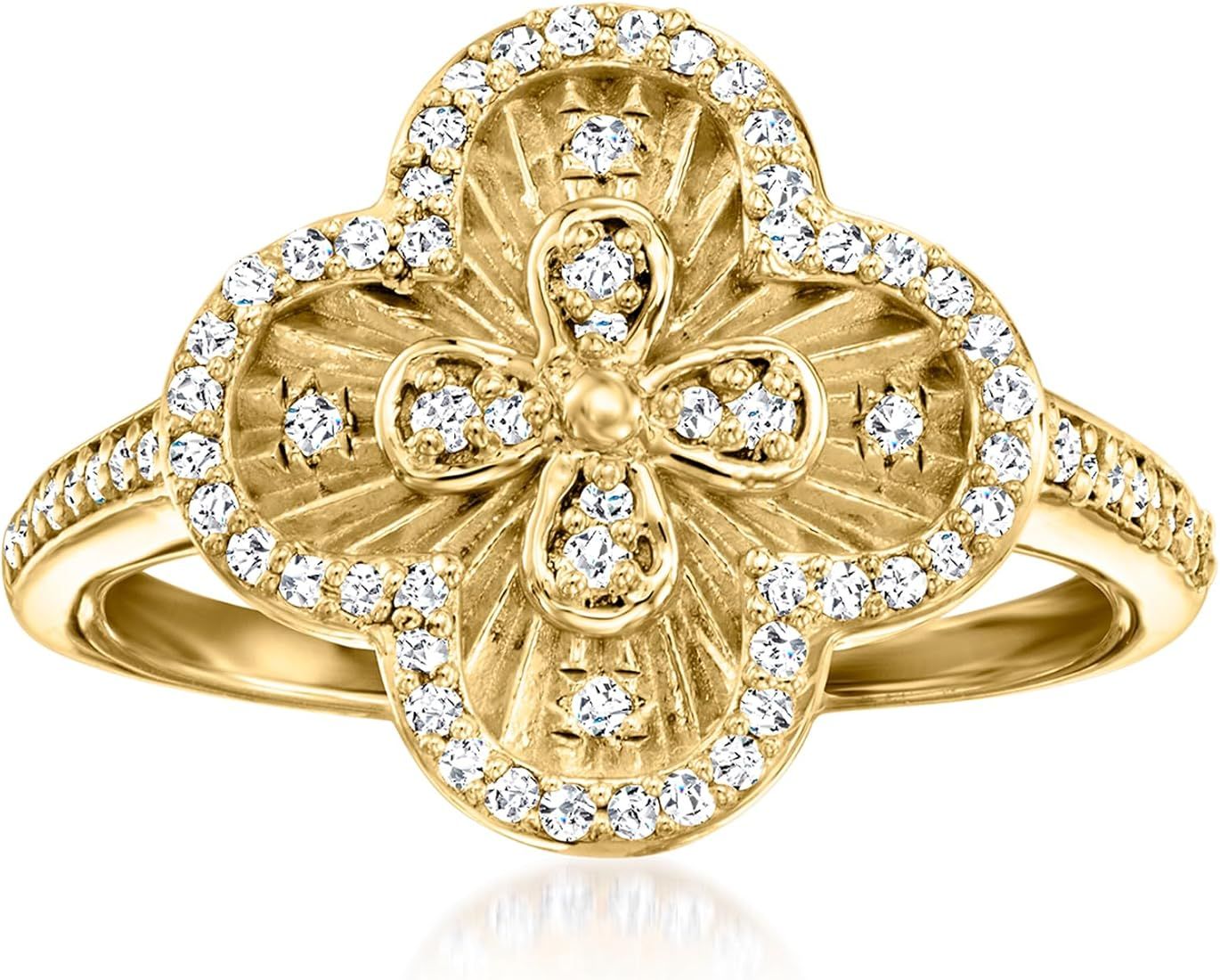 Ross-Simons 0.33 ct. t.w. Diamond Clover Ring in 18kt Gold Over Sterling | Amazon (US)