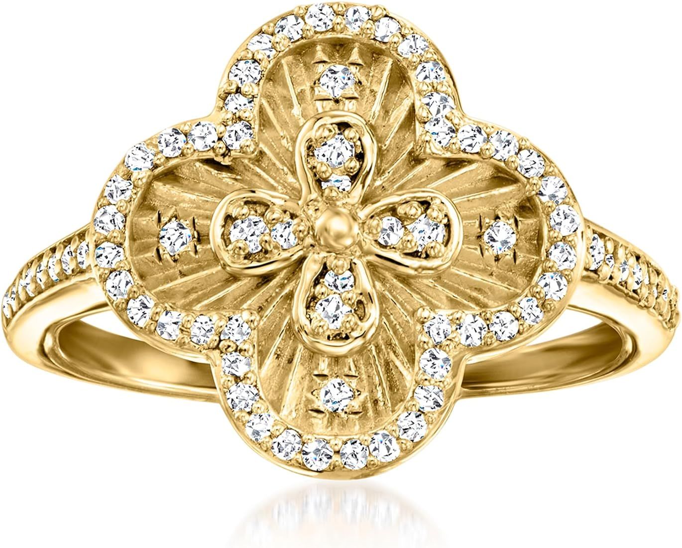 Ross-Simons 0.33 ct. t.w. Diamond Clover Ring in 18kt Gold Over Sterling | Amazon (US)