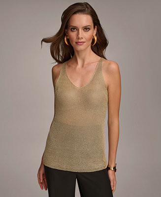 Women's Metallic-Knit Tank Top | Macy's