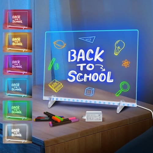 LED Note Board with 7 Colors, Includes Adapter, 13"x10" Led Drawing Board for Kids, Light Up Dry Erase Boards with 7 Markers, Soft Cloth, Hanging Chain, Holiday Trend Gift | Amazon (US)