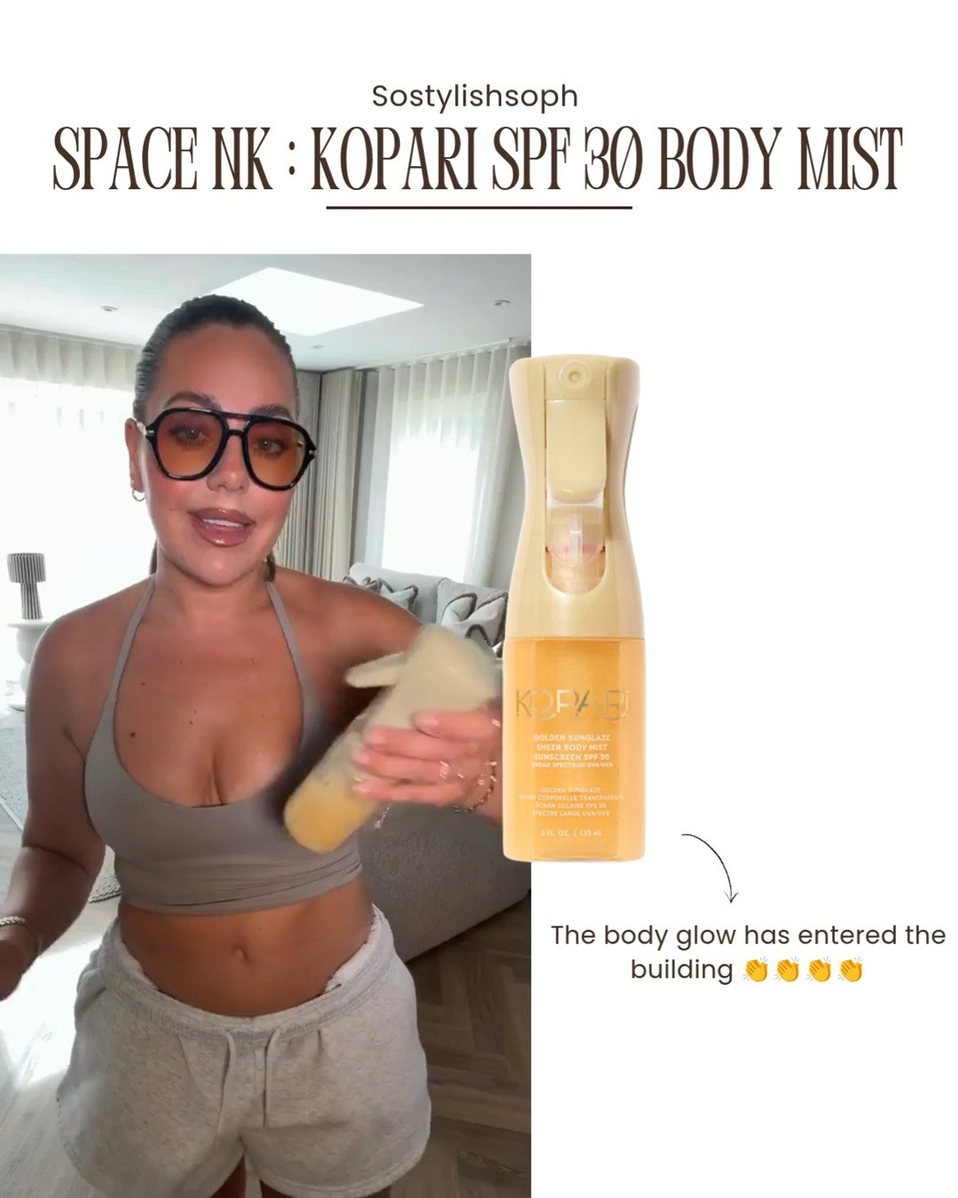 20% off the Kopari Sunglaze SPF Body Mist on Space NK☀️ The body glow has entered the building 👏👏👏👏

Makeup Routine, Glowy Makeup, Makeup Holy Grails, Beauty, Glam, Soft Glam, Summer Makeup, SPF, Holiday Essential, Glowy Holiday Mist, Summer Glow  

 #LTKuk #LTKsummer #LTKtravel