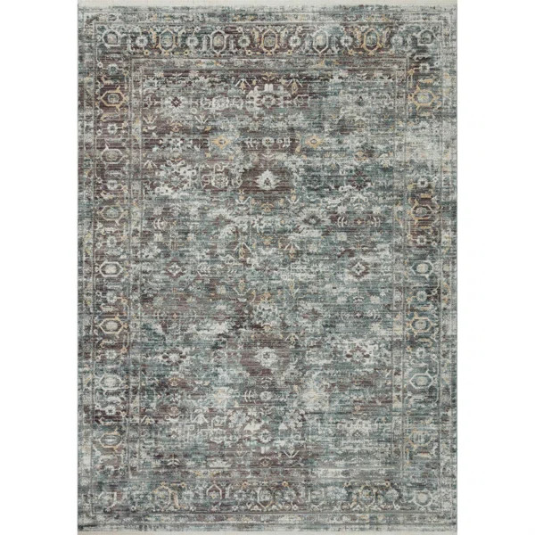 Bonney Power Loom Performance Slate/Teal Rug | Wayfair North America