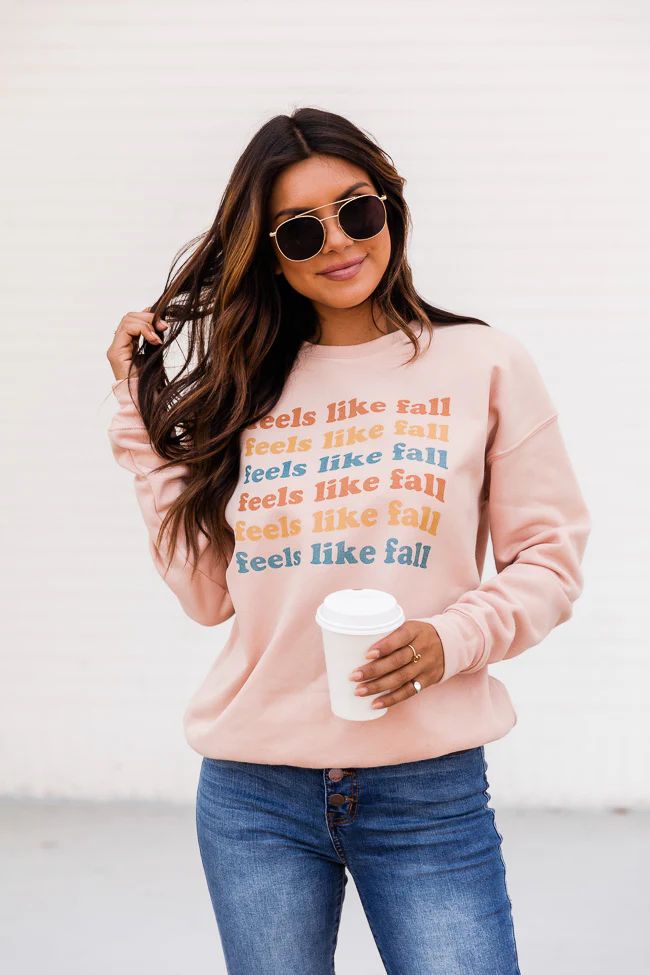 Feels Like Fall Peach Graphic Sweatshirt | Pink Lily