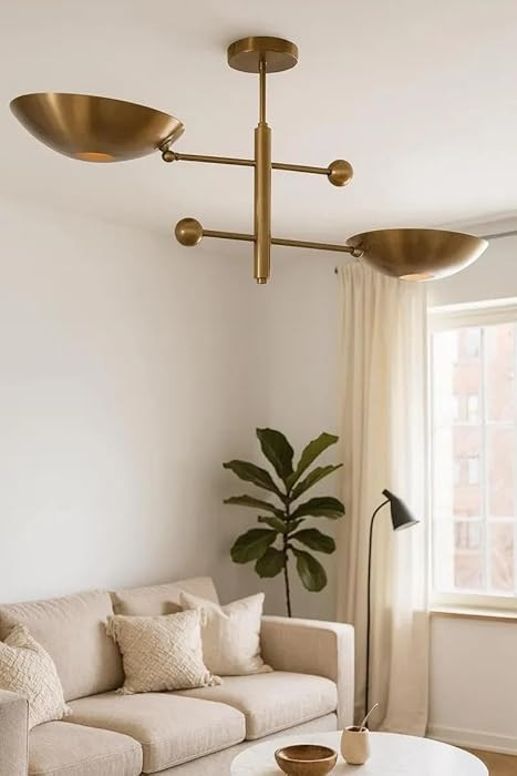 2-Shade Brass Counterbalance Chandelier – Mid Century Modern Stilnovo Sputnik Ce | Amazon (US)