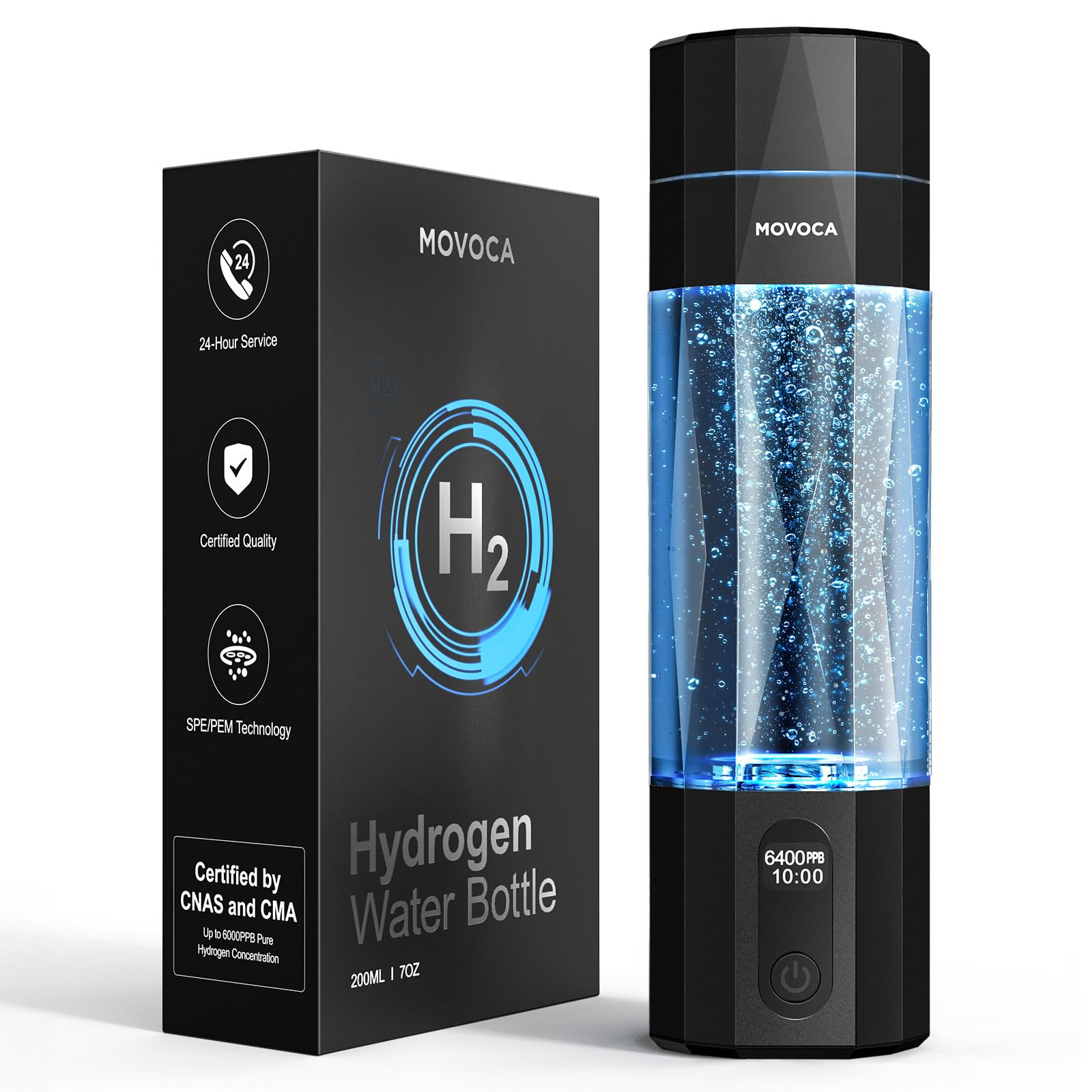Upgrade Hydrogen Water Bottle, Up to 6400PPB Hydrogen Water Generator -SPE PEM Tech, 7 OZ Food-Gr... | Amazon (US)