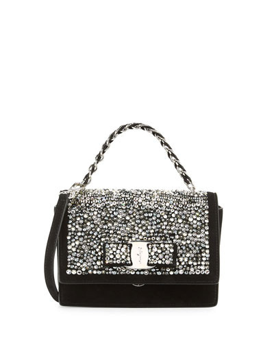 Ginny Vara Crystal Crossbody Bag, Nero | Neiman Marcus