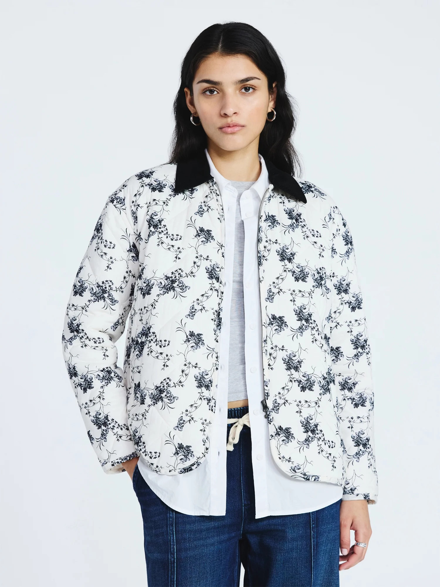 Scoop Women's and Women's Plus Cotton Quilted Chore Jacket, Midweight, Sizes XS-4X | Walmart (US)