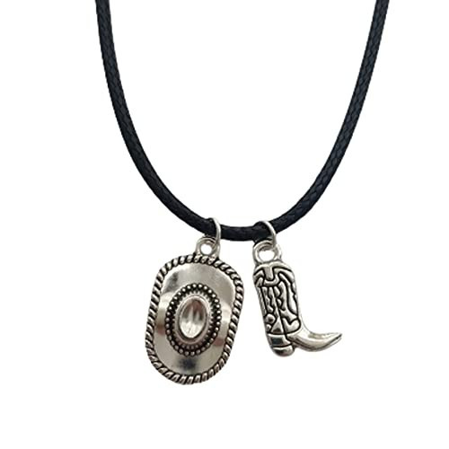 Cowboy Hat Charm Choker Necklace, Black Necklace, Cowboy Boot Pendant, Western Jewelry | Amazon (US)