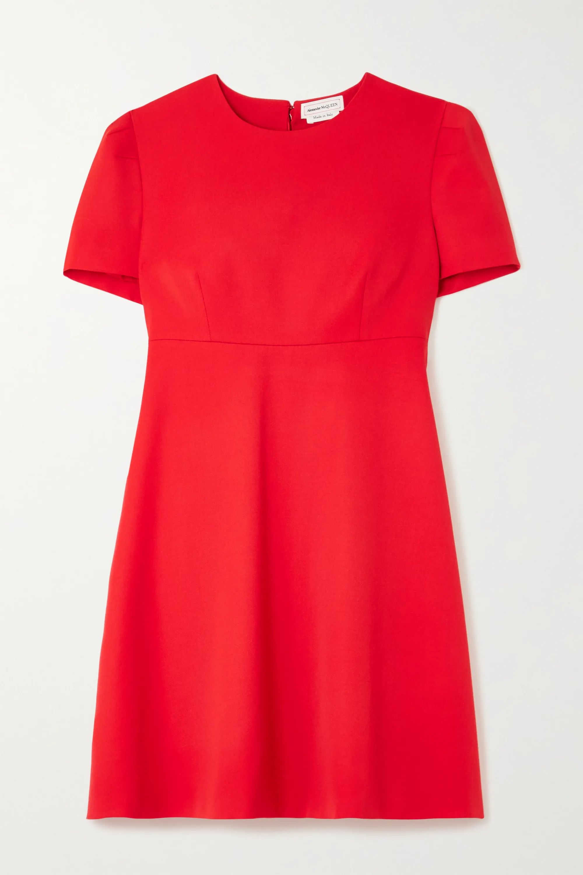 Red Wool mini dress | Alexander McQueen | NET-A-PORTER | NET-A-PORTER (US)