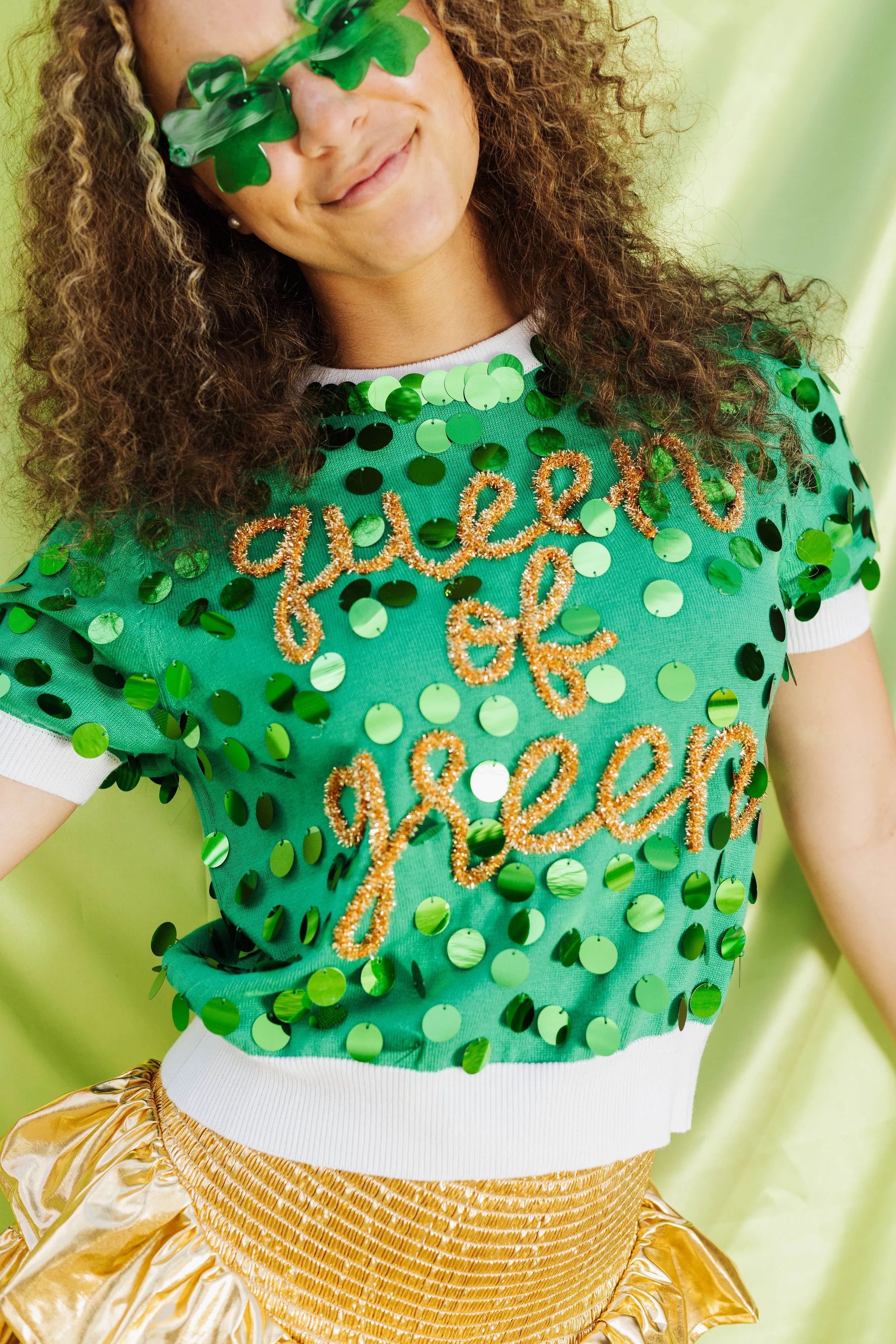 Queen of Green Paillette Sweater | Queen of Sparkles