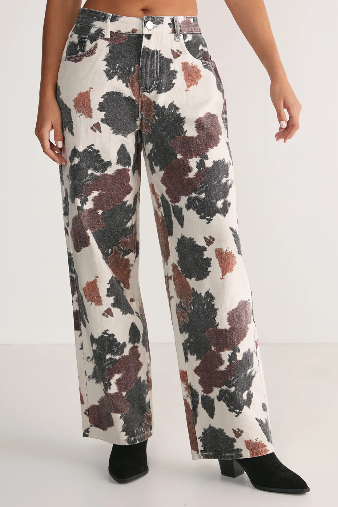 Jeans | Cow Print Straight Leg Denim Jeans | NastyGal | Debenhams UK