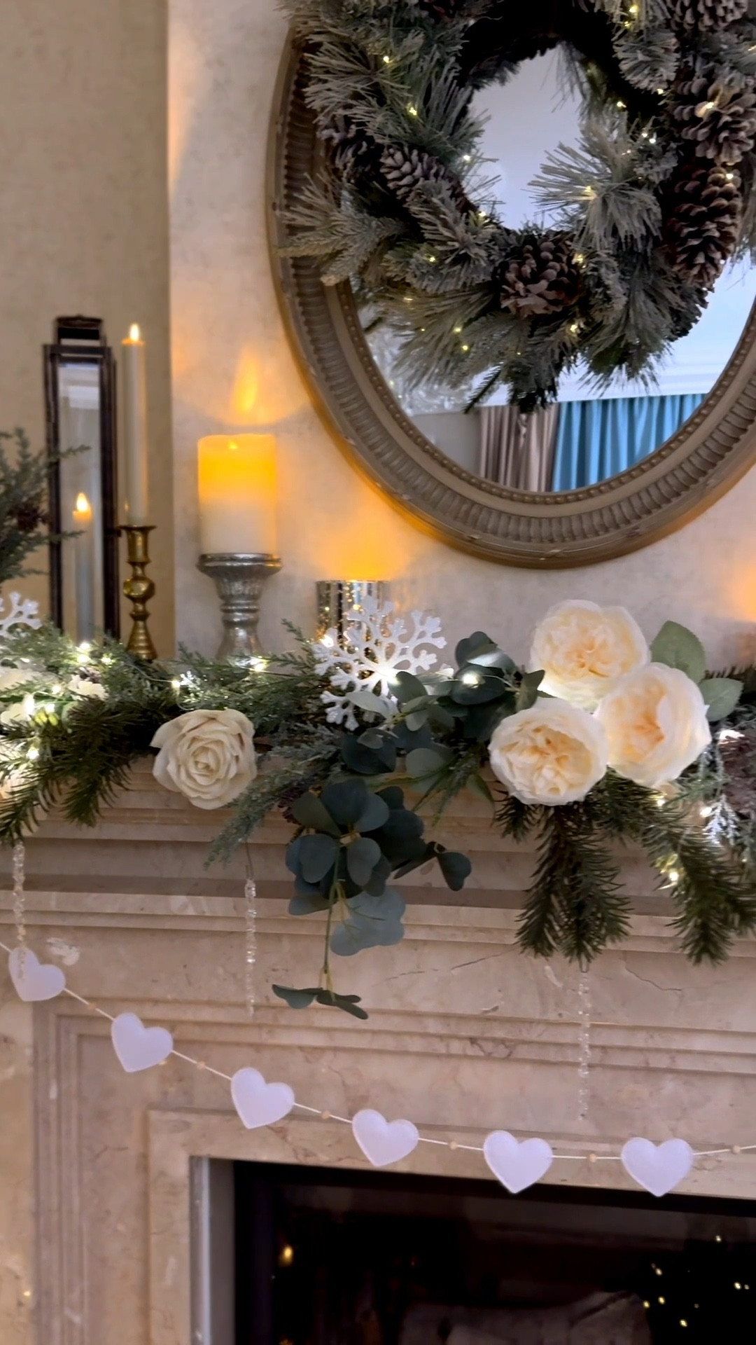 Valentine’s Day living room mantel decor, heart garland, faux roses, Valentine’s Day decorations, faux icicles, cozy winter decor

#LTKSeasonal #LTKFindsUnder50 #LTKHome