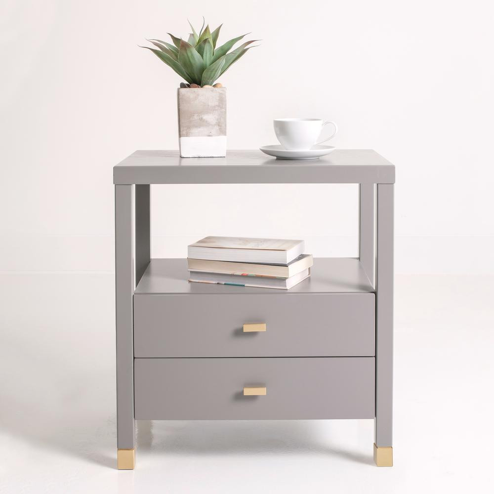 East At Main Hooper Gray 2 Drawer Accent Side Table Large-TT-VC-HP325-L-GRB - The Home Depot | The Home Depot