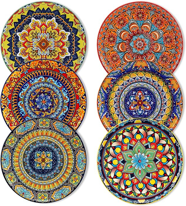 vancasso Colorful Dessert Plates Set of 6, 8.5 Inch Ceramic Salad Plates | Amazon (US)