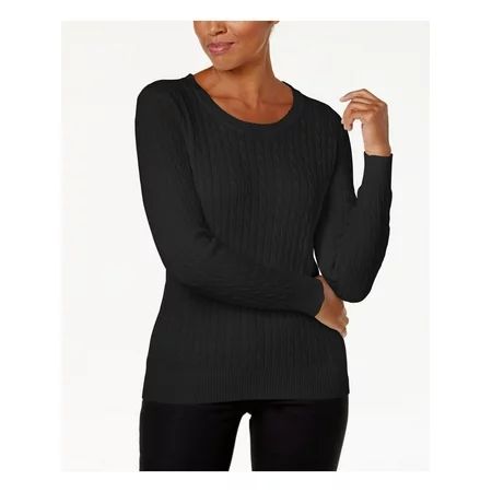 KAREN SCOTT Womens Black Ribbed Long Sleeve Scoop Neck Sweater Size PL | Walmart (US)