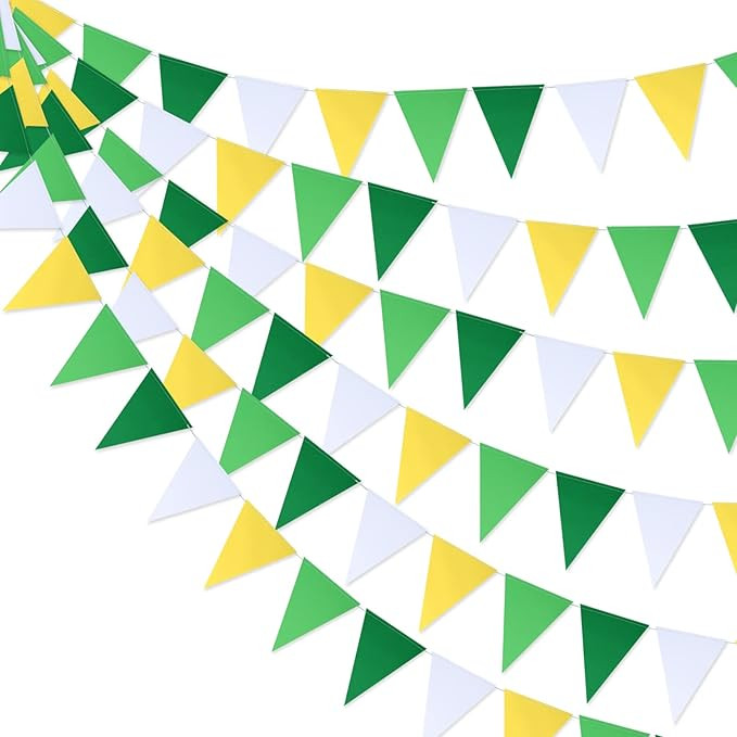 Guzon Yellow Green White Pennant Banner, 3 Pack Paper Triangle Flags Spring Summer Hanging Paper ... | Amazon (US)
