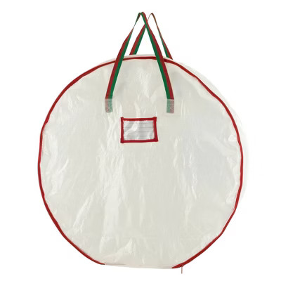 Household Essentials 30" Wreath Storage Bag: Round Polyester Decorative Storage Bin, White, No As... | Target