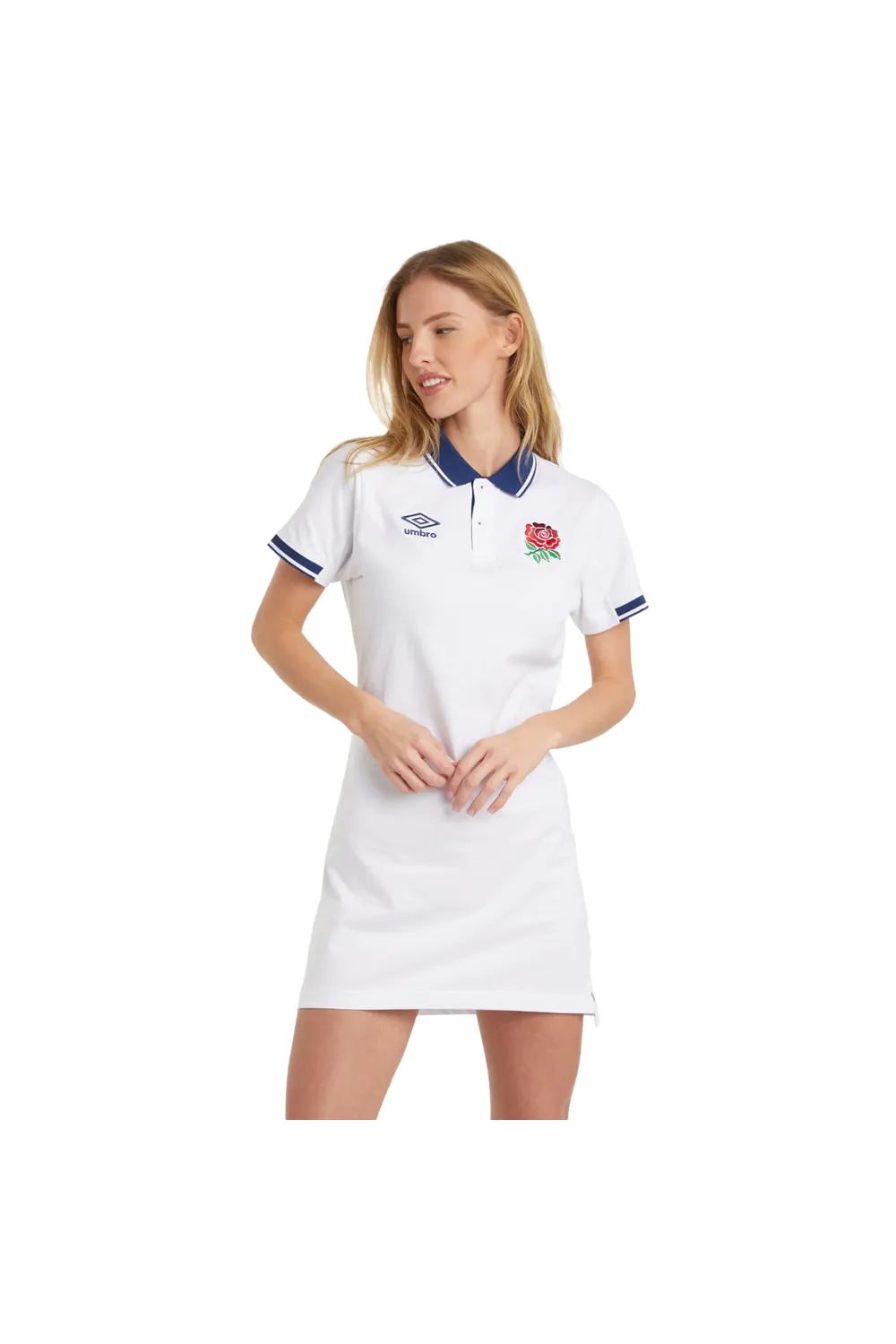 Umbro England Rugby Womens Classic Polo Shirt Dress - White/Navy | Verishop