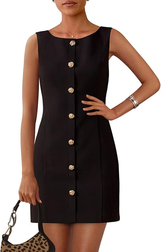 PRETTYGARDEN Women's Formal Dresses Summer 2025 Business Sleeveless Button Down Short Dress Elega... | Amazon (US)