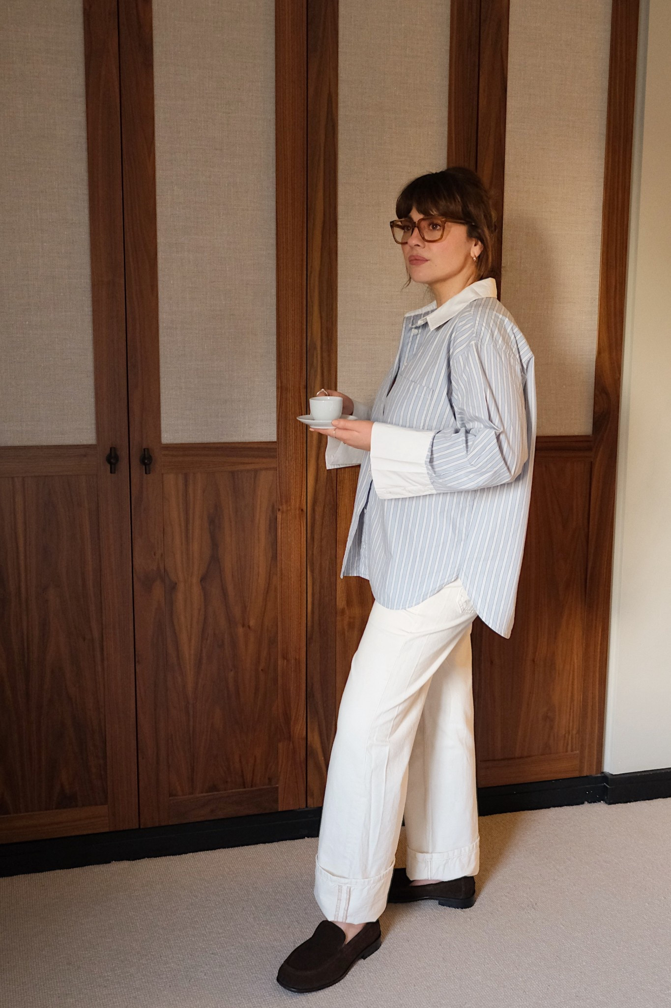 Morning coffee in the best spring staples 👋🏼

#oversizedshirt #stripeshirt #minimal style #creamjeans #whitejeans #parisianstyle #sezane #freepeople 

#LTKuk #LTKspring #LTKstyletip