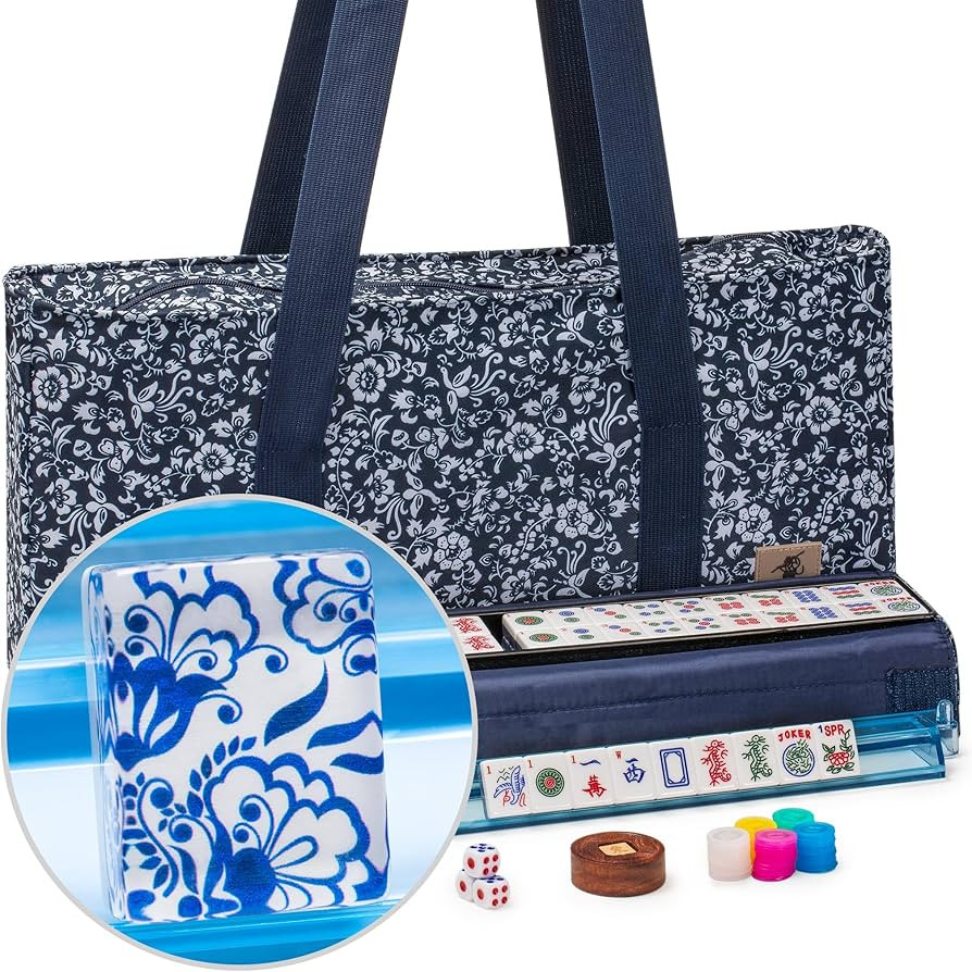 Yellow Mountain Imports American Mahjong Set, Chinoise II with Floral Blue Soft Case - All-in-One... | Amazon (US)
