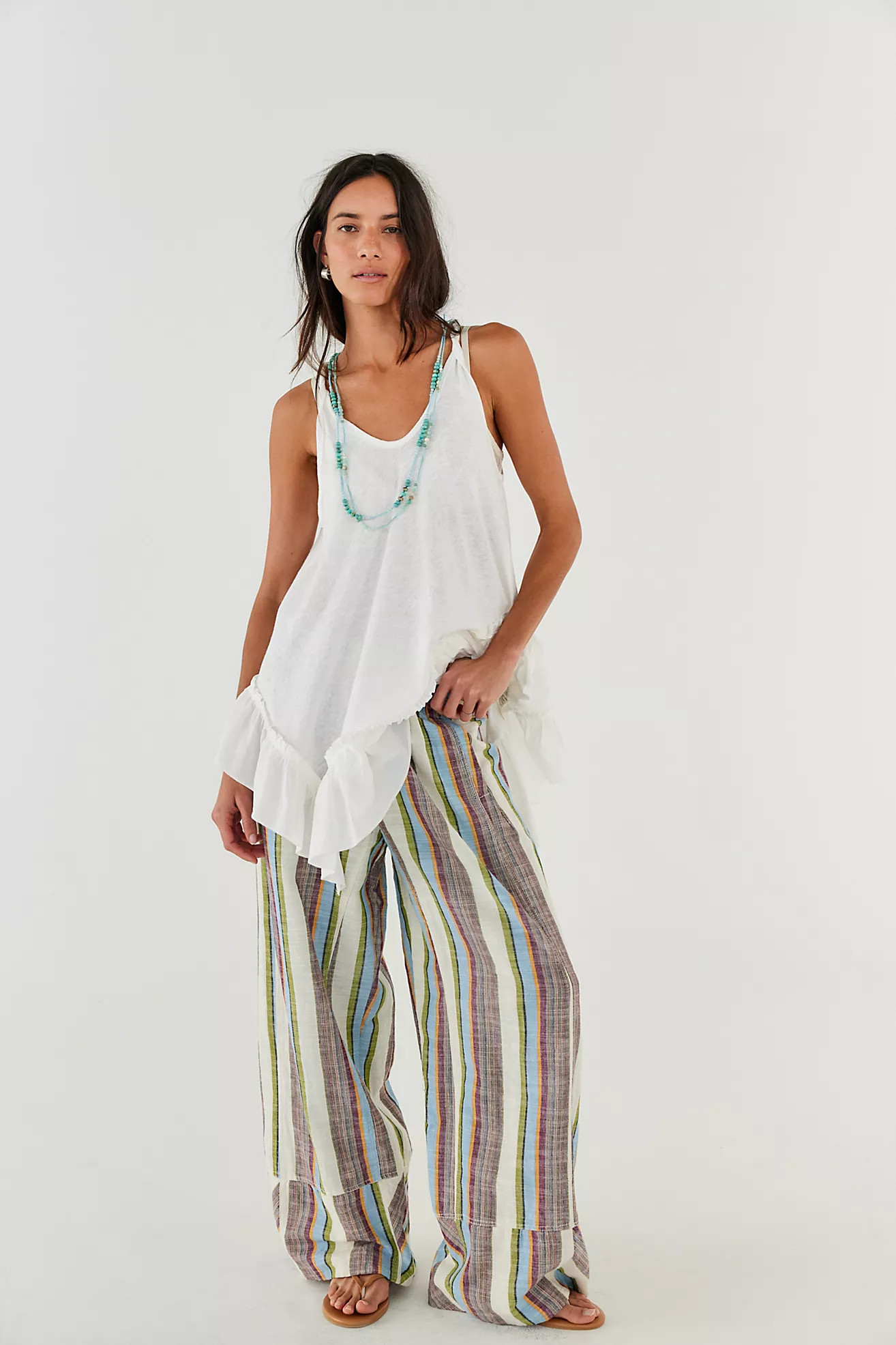 Day's End Linen Striped Pull-On Pants | Free People (Global - UK&FR Excluded)