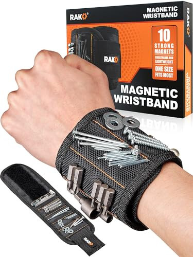 RAK Magnetic Wristband for Tools - Premium Tool Belt for Holding Screws Nails with Powerful Magnets, Birthday Gifts for Men, Cool Gadgets Stuff Gifts for Dad, Husband, Grandpa, Handyman, Him | Amazon (US)