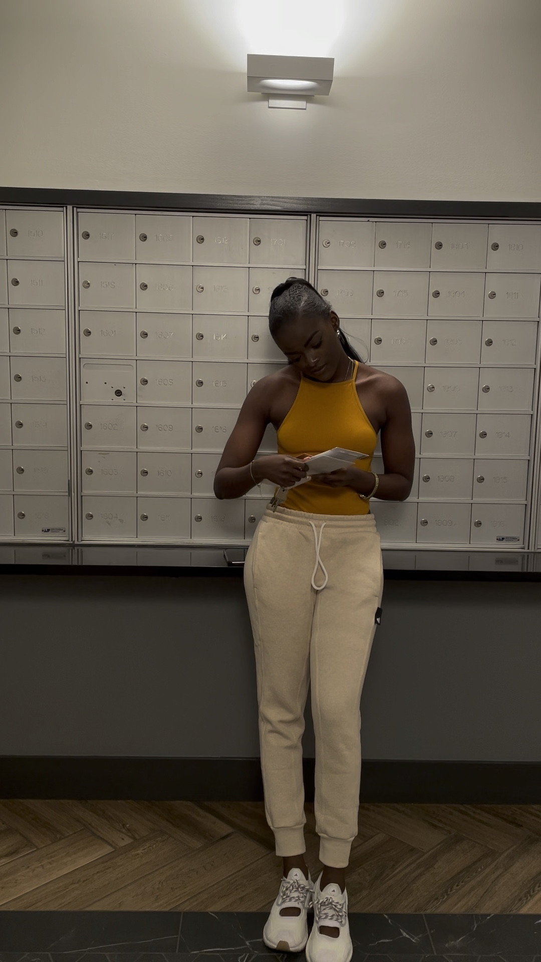 Yellow bodysuit beige joggers forever 21 bodysuit tops halter top beige adidas joggers adidas essential fleece joggers adidas sneakers everyday essentials ootd

#LTKVideo #LTKfindsunder50 #LTKstyletip