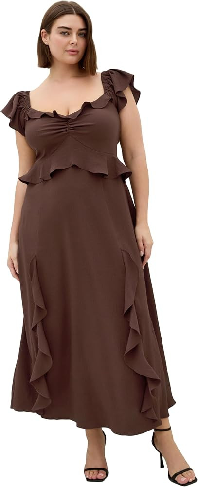 City Chic Plus Size Dress - Fee Frill Maxi | Amazon (US)