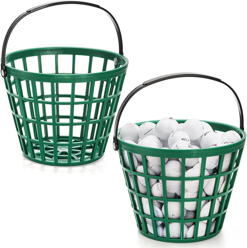 Bekith 2 Pack Plastic Golf Ball Basket, Golfball Container Ball Bucket with Handle, Holds 50 Ball... | Amazon (US)