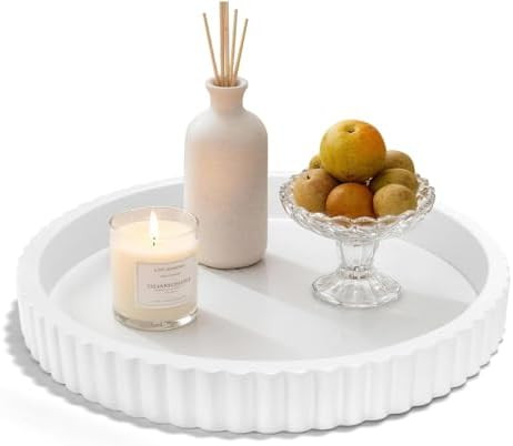 Decorative Tray for Coffee Table, 12'' Resin Modern Decorative Tray for Home Decor, Elegant Table... | Amazon (US)