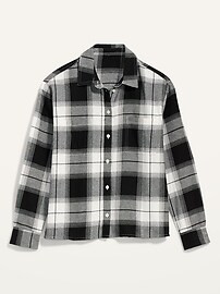 Cropped Plaid Flannel Boyfriend Shirt for Women | Old Navy (US)